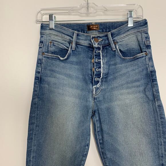 Mother The Fly Cut Stunner Ankle Fray In Night On A Shiny White Vespa Women’s 26 - Picture 13 of 16